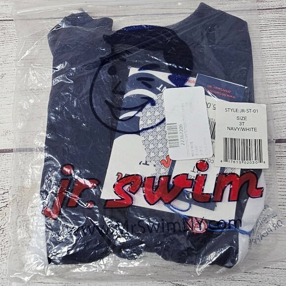 NWT Jr. Swim Color Block Swim Tee Navy/White UPF‎ 50+ Quick Dry 3T - Picture 4 of 8